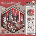 DIY miniature vampire house sticker kit with 3D background card and dark gothic elements - Vampire Family