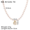 Collier de perles doré avec pendentif Vierge en émail blanc et perles de 0,8cm chic - Vierge Style m (NB-N1226-TX)
