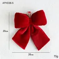 Large 20x20cm red velvet Christmas bow ornament for tree and window decorations - Bright Red (Medium)