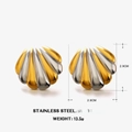 Minimalist stainless steel shell stud earrings in gold and silver finish with dimensions - Shell Shape / Two-tone (Gold & Silver)