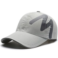 Light gray breathable mesh baseball cap with large M letter print and reflective detail - Light Gray