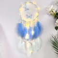 Acchiappasogni con farfalle blu, luci LED e piume per decorazione murale interna - Prodotto Finito Senza Luce / Blu