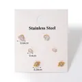 Set aus drei vergoldeten Edelstahl-Ohrsteckern mit Herz-Zirkonia und Saturn-Design - Saturn Herz Ohrstecker Set