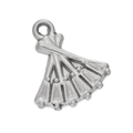 Silver-finished fan-shaped shell pendant made of stainless steel for DIY jewelry - 508# Folding Fan Pendant Only / 12*14mm (2 Pieces/Pack) / Steel