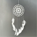 Handmade white dream catcher with lace center and hanging goose feathers for home decor - MS6014 20cm Beige Lace Edge