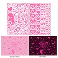 Pink Cupid heart glow stickers showing day and night luminous effects for Valentine's Day - Valentine Cupid Glow Set / 2 Sheets