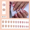 French tip and pink glitter press-on nail set with 24 pieces for women W1167 - Sweet Girl Style (W1167)