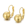 Pendientes de bola dorados en acero inoxidable con elegantes cierres de palanca - 12mm / Dorado