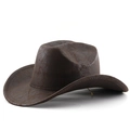 Cappello da cowboy western vintage marrone scuro con texture in pelle screpolata a tesa larga - Corona Piatta / caffè