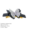 Double butterfly hair claw clip in gradient black and purple with gold stainless steel base - Black + Purple