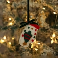 Handmade Christmas felt glove ornament with tree pattern and green velvet bow - Style 6 (White Christmas Glove)