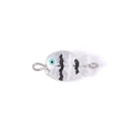 Transparent handmade glass fish charm with black stripes and blue eyes for DIY jewelry - B&W Pattern (Double Hole 7#)