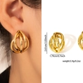 Gold Hollow 3D Stud Earrings ZJGE0697