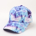 Close-up of a 3D tie-dye baseball cap featuring vibrant purple and blue splash patterns - Adjustable / Blue Purple Tie-Dye
