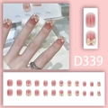 Unghie finte sfumate rosa con fiocchi 3D e finitura gelatina lucida elegante - Stile Fiocco 3D Sfumato Rosa (D339)