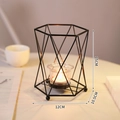 Modern black metal geometric candle holder with glass cup and 15cm height dimension - Large / Black