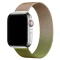 Rose gold to light green gradient Milanese loop band for Apple Watch in stainless steel - 28 Gradient Retro Gold And Green / 38/40/41/42mm