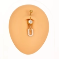 Piercing all'ombelico dorato in acciaio inossidabile con zircone e ciondolo a U - Lettera U (Z-264) / Argento