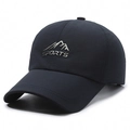 Navy blue quick-dry outdoor sports baseball cap with metallic mountain logo and breathable mesh - Adjustable / Navy Blue