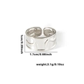 Silver wide fishtail ring with geometric texture showing 1cm height and 3.1g weight - Tyr0485 / Adjustable Open