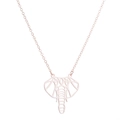 Detailed view of geometric origami elephant pendant in polished rose gold finish - Elephant / Rose Gold