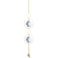Golden suncatcher featuring faceted crystal spheres and a moon fairy pendant - Style 3