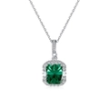 S925 sterling silver necklace with emerald green rectangular zircon and diamond accents - 925 Silver / Emerald Green Style (DY190339-S-W-GN)