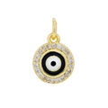 18K gold plated evil eye pendant featuring white enamel and micro-pave cubic zirconia - Black Eye Round