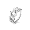 Detailed close-up of a silver chain-link design brass ring on a clean white background - Platinum Style 2
