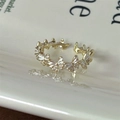 Macro shot of gold butterfly open ring featuring mother of pearl and small diamonds - Gold Butterfly Enamel (JZ0489)
