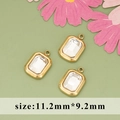 Ciondoli rettangolari in cristallo trasparente con bordo dorato, pezzi 11,2x9,2 mm - ME1403 Rettangolo Oro Gemma Trasparente / 1 Pezzo