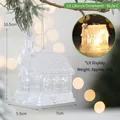 Adorno de Navidad iglesia transparente con luces LED en rama de pino nevada con bokeh - Casa Luminosa Estilo C (Luz Blanca Cálida)