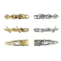 6-piece set of butterfly and star hair clips in gold and silver finish with rhinestones - Set of 6