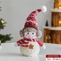 Bonhomme de neige en peluche taille moyenne avec cache-oreilles et bonnet 20x38cm - 20*38cm / Bonhomme de Neige Moyen Avec Cache-oreilles Rouge