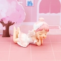 Detailed view of a pink resin ballet girl ornament with white wings for car dashboard - Resin / 12B Pink Hair Lying Style (12B)