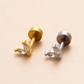 Orecchini a perno in acciaio inossidabile oro e argento con zircone marquise a foglia - Stile Foglia d'Oro(2#)