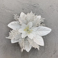 Macro detail of artificial silver flower with sparkling glitter for Christmas decoration - Silver