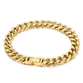Minimalist gold-plated stainless steel Cuban link bracelet with a secure box clasp closure - Gold Bracelet (KB154569-Z) / 8mm x 20cm