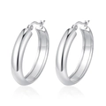 Polished silver geometric hoop earrings made of high-quality stainless steel - Round 6MM*18MM / Steel
