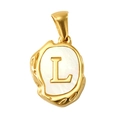 Titanium steel pendant with gold finish, white shell inlay, and 3D letter L charm - Letter L (SP035G-L(Single Pendant))