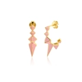 Macro view of geometric pink enamel spike earrings with S925 gold plating finish - Enamel Pink