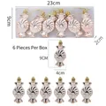 6-pack of rose gold spiral candy Christmas ornaments with glitter details and gold strings - Set of 6 / Champagne Gold