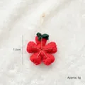 7.5cm Red wool felt flower ornament with green bow and gold stitching for Christmas - Red Snowflake