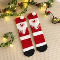 Calze di Natale in peluche da donna, calzini invernali caldi e spessi con simpatico Babbo Natale. - Taglia unica / Babbo Natale