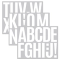 Close-up of white 3-inch waterproof letter stickers with crisp fonts on gray backing - White Letters A-Z/3 Sheets Set