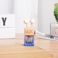 Car air vent aromatherapy clip with square blue glass bottle and wooden lid - Sapphire Blue / With Engraving