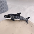 Detailed view of ocean-inspired whale shark hair claw clip made of acetate in black and white - Black Shark