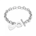 Silver Color Heart Toggle Bracelet