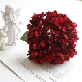 Macro detail of dark red artificial hydrangea head for retro European home decor - Red