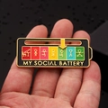 Interactive My Social Battery slider brooch with rainbow enamel and golden finish - Social Battery Sport Black